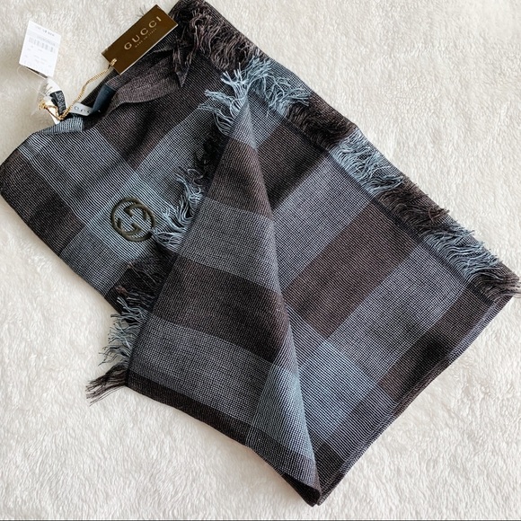 NWT Authentic Gucci Runway Check Silk Blend Scarf - Picture 5 of 8